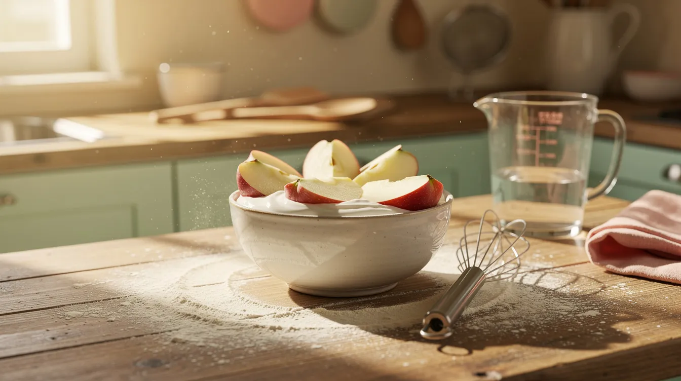 Étapes de préparation du gâteau au yaourt pomme