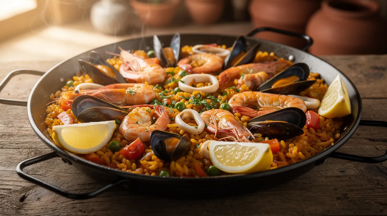 Recette facile de paella aux fruits de mer surgelés