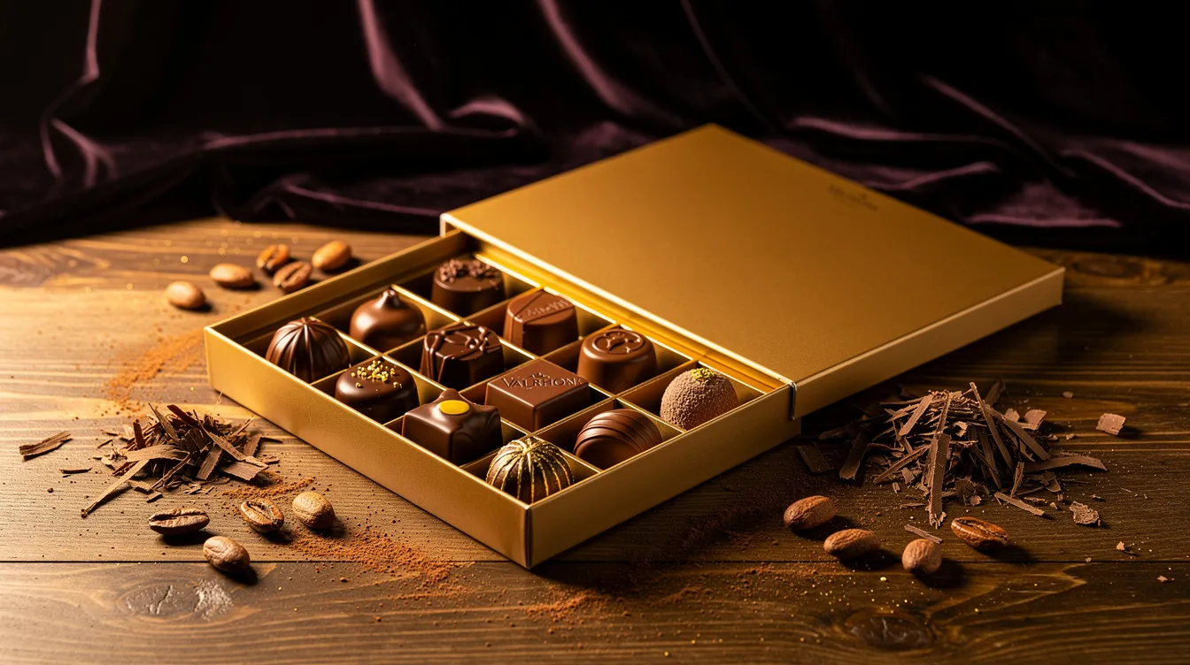 Ballotin valrhona : 8 variétés de chocolats d’exception